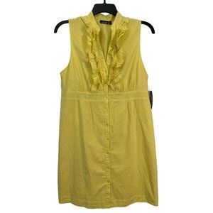 Apt 9 Shirt Dress Womens Size 16 Yellow Button Down Tie Waist Cotton Sleeveless